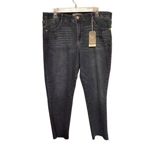 Wit & Wisdom Ab-Solution Ankle Skimmer Jeans 16P Blue Stretch Denim Raw Hem